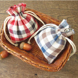 20PCS Plaids Linen Drawstring Bag Cosmetic Makeup Pouch Jewelry Sachet