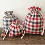 20PCS Plaids Linen Drawstring Bag Cosmetic Makeup Pouch Jewelry Sachet