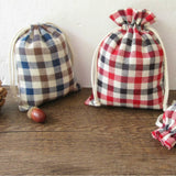 20PCS Plaids Linen Drawstring Bag Cosmetic Makeup Pouch Jewelry Sachet