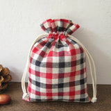 20PCS Plaids Linen Drawstring Bag Cosmetic Makeup Pouch Jewelry Sachet