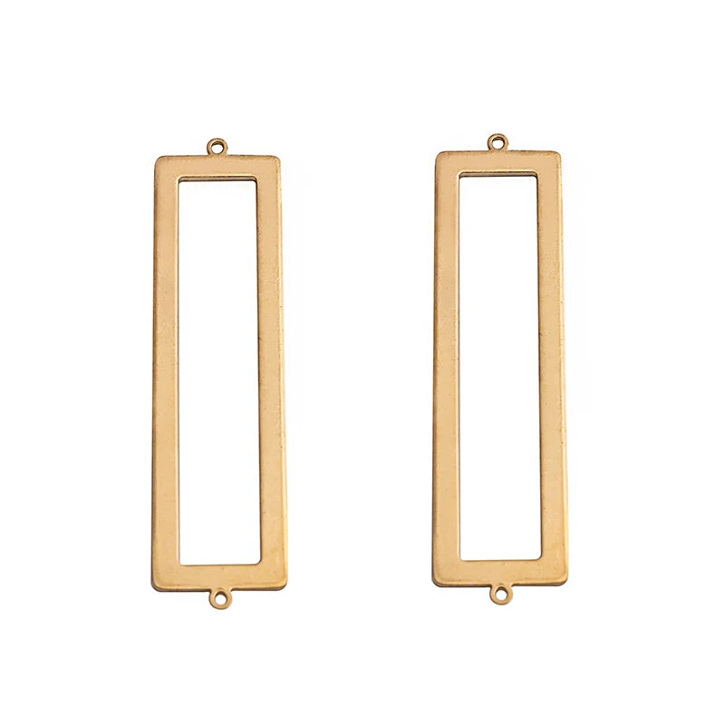 20PCS Raw Brass Long 14mm Flat Bar Blank Rectangle Charms Pendant Metal Stamping