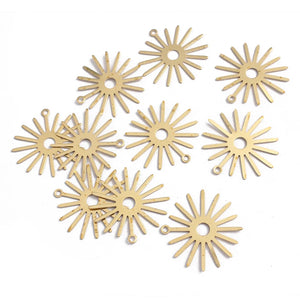 20PCS Raw Brass Sun Flower Charms Bohemian Earrings Pendants Supplies