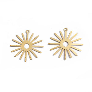 20PCS Raw Brass Sun Flower Charms Bohemian Earrings Pendants Supplies