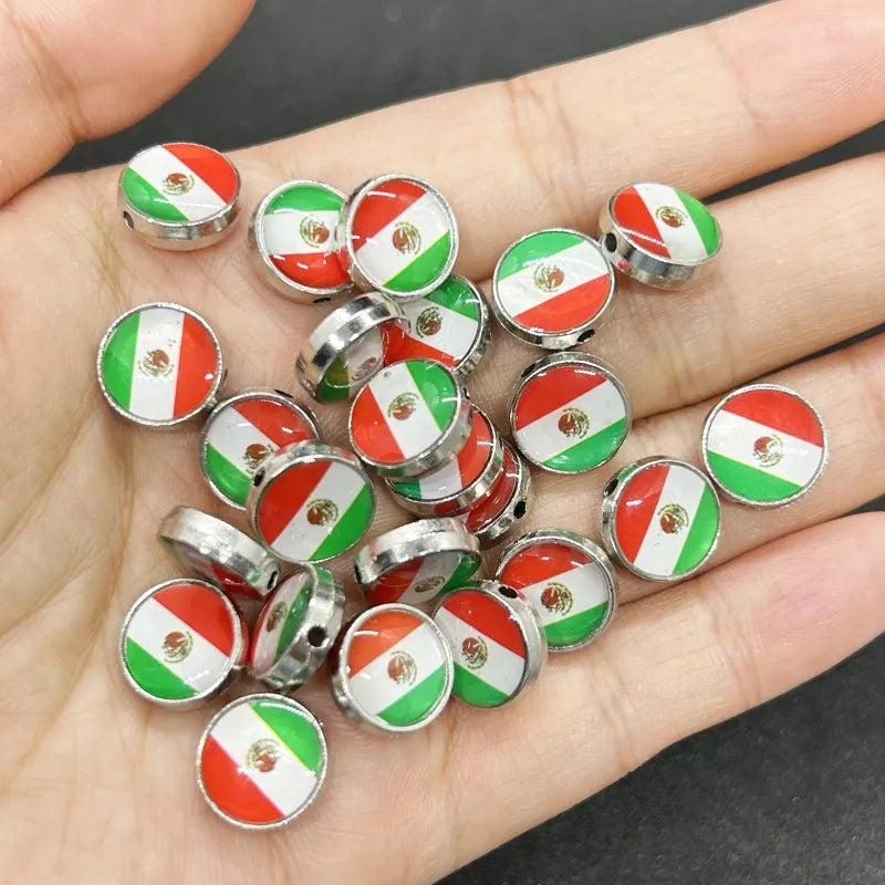 20PCS Silver Mexican Flag Charm for DIY Bracelet Making