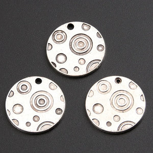20PCS Silver Alloy Round Charms Pendant Jewelry Findings