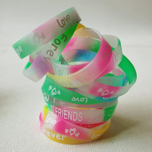 20PCS Sports Printed Luminous Silicone Bracelets for Kids