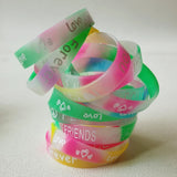 20PCS Sports Printed Luminous Silicone Bracelets for Kids
