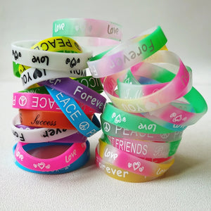 20PCS Sports Printed Luminous Silicone Bracelets for Kids