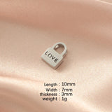 20PCS Stainless Steel Love Letter Lock Charm Beads 7*10mm DIY Couple Jewelry