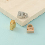 20PCS Stainless Steel Love Letter Lock Charm Beads 7*10mm DIY Couple Jewelry
