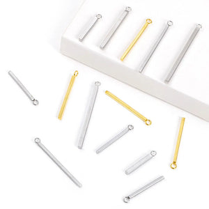 20PCS Stainless Steel Square Bar Charms Pendant for DIY Jewelry Making
