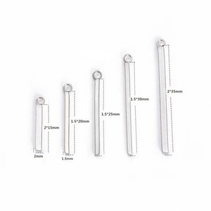 20PCS Stainless Steel Square Bar Charms Pendant for DIY Jewelry Making