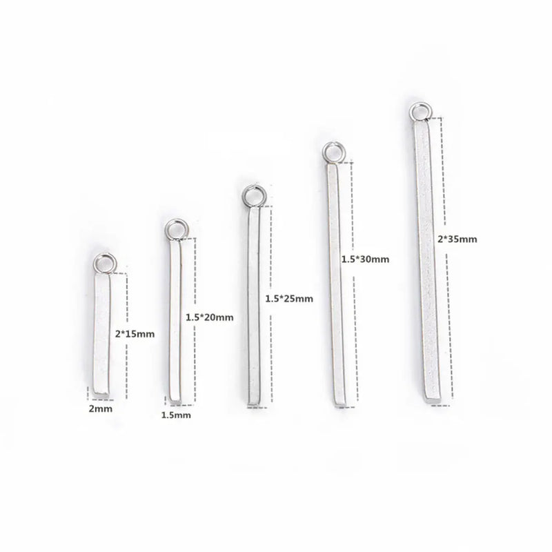 20PCS Stainless Steel Square Bar Charms Pendant for DIY Jewelry Making
