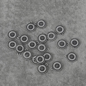 20PCS Tibetan Silver Flower Sunflowers Round Charms Pendants for Necklace Making