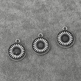 20PCS Tibetan Silver Flower Sunflowers Round Charms Pendants for Necklace Making