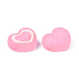 20PCS Transparent Acrylic Beads with Enamel Frosted Heart