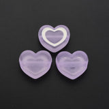 20PCS Transparent Acrylic Beads with Enamel Frosted Heart Lilac 19x22x7mm