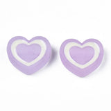 20PCS Transparent Acrylic Beads with Enamel Frosted Heart Lilac 19x22x7mm