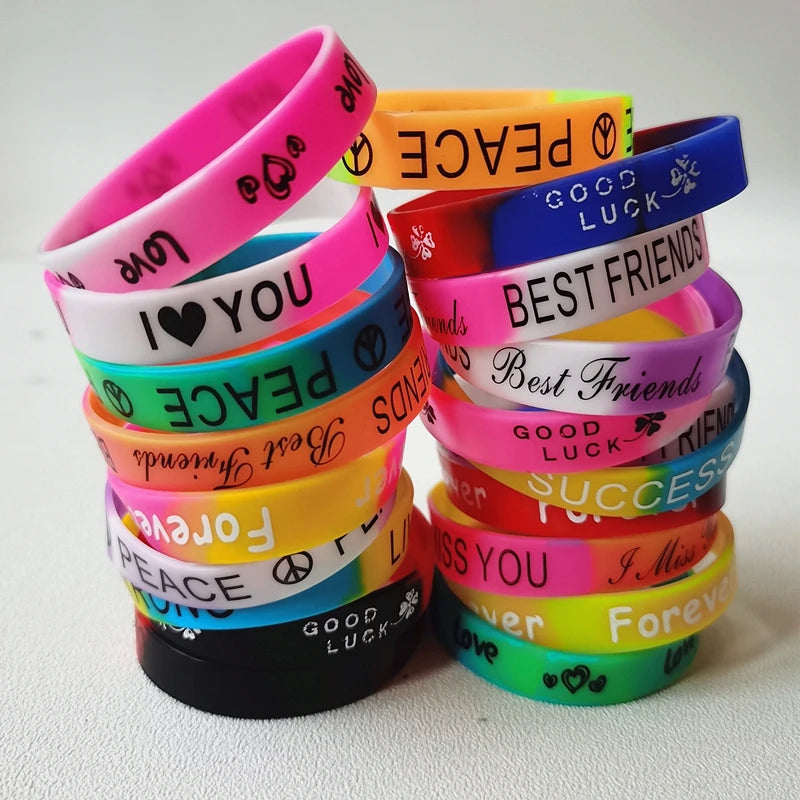 20PCS Cheer Up Silicone Wristbands for Kids Christmas Party