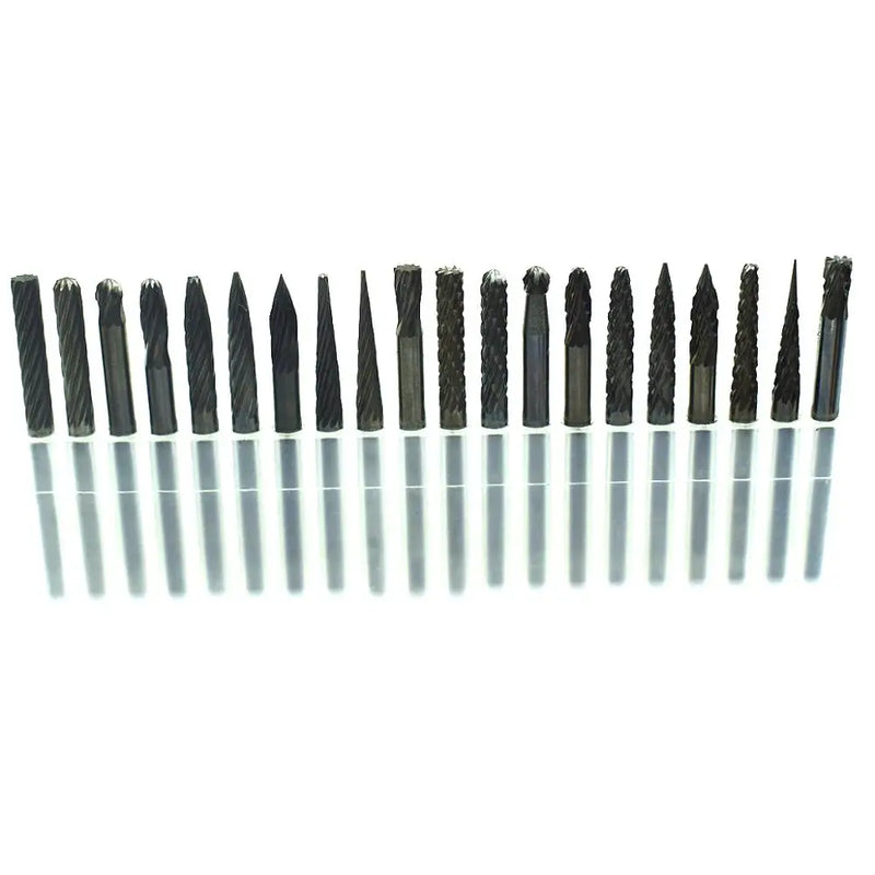 20PCS Tungsten Carbide Rotary File Engraving Bit 3MM Shank Milling Cutter
