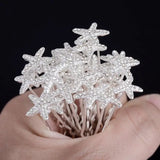 20PCS Wedding Bridal Hairpin Silver Starfish Crystal Hair Clip Pins