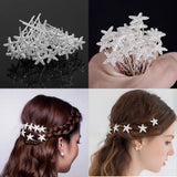 20PCS Wedding Bridal Hairpin Silver Starfish Crystal Hair Clip Pins