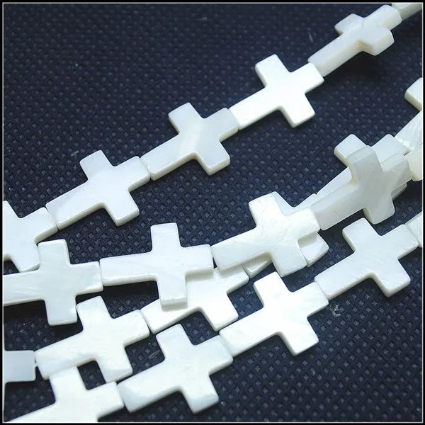 20PCS Mother of Pearl Cross Shell Beads 15x20mm