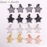 20PCS ZYZ330-3678 Micro Pave Cz Star Pendant Charms DIY Jewelry Making Findings