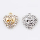 20PCS 19x17mm Bowknot Heart Pendant for Floating Locket