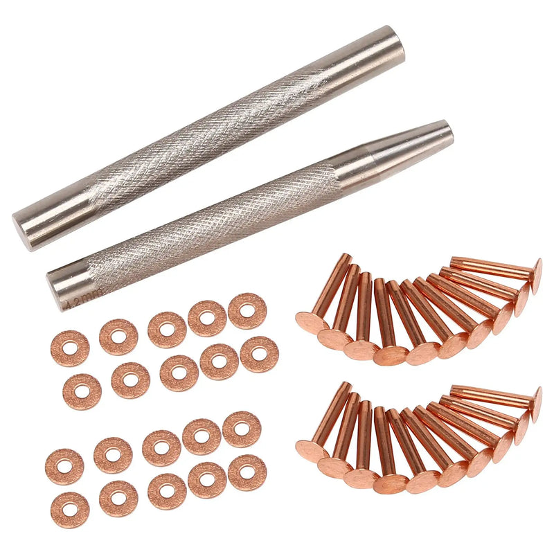 20Pack Copper Rivets and Burrs, 2Pcs Punch Rivet Tool for Leather-Crafting