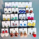 Multicolor Geometry Dangle Drop Stud Earrings Mix Style Flower Party Jewelry