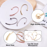 20 Pairs Brass Cuff Earring Rhinestone Settings 4mm Fit 56x36x4mm