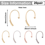 20 Pairs Brass Cuff Earring Rhinestone Settings 4mm Fit 56x36x4mm