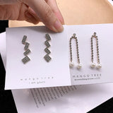 925 Silver Needle Drop Rhinestone Stud Earrings Mix Style