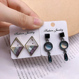 925 Silver Needle Drop Rhinestone Stud Earrings Mix Style