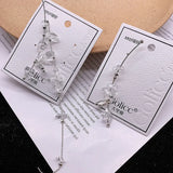 925 Silver Needle Drop Rhinestone Stud Earrings Mix Style