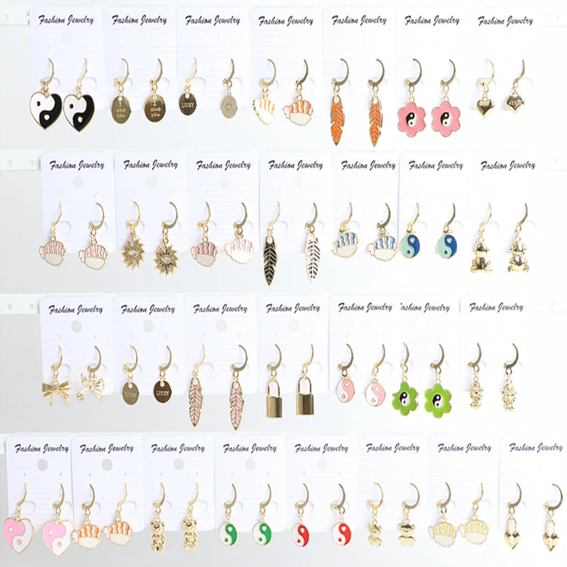 20 Pairs Lucky Charm Enamel Hoop Earrings for Women Girls Mix Style Gift
