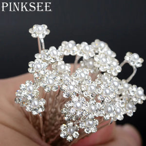 20Pc Wedding Hair Pins Accessories Simulated Pearl Flower Crystal Hair Clips