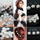20Pc Wedding Hair Pins Accessories Simulated Pearl Flower Crystal Hair Clips