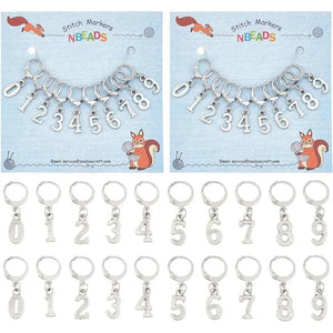 20Pcs 0~9 Number Stitch Markers Alloy Crochet Stitch Marker Charms