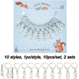 20Pcs 0~9 Number Stitch Markers Alloy Crochet Stitch Marker Charms