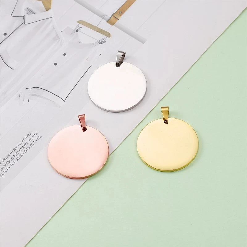 20Pcs Mirror Polish Stainless Steel Round Discs Charms For DIY Necklaces