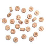 20Pcs 10/15mm Beech Wood Letter Beads Round Alphabet Spacer For Jewelry