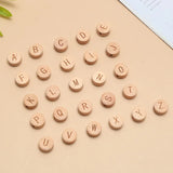 20Pcs 10/15mm Beech Wood Letter Beads Round Alphabet Spacer For Jewelry