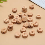 20Pcs 10/15mm Beech Wood Letter Beads Round Alphabet Spacer For Jewelry