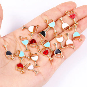 20Pcs Red Wine Glass Pendant Charms for Jewellery Making DIY