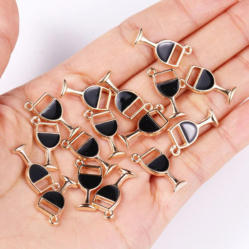 20Pcs Red Wine Glass Pendant Charms for Jewellery Making DIY