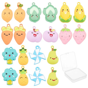 20Pcs Fruit Vegetable Enamel Pendant Charms Alloy Charms for Jewellery Making