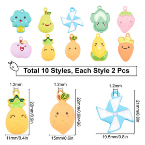 20Pcs Fruit Vegetable Enamel Pendant Charms Alloy Charms for Jewellery Making