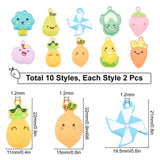 20Pcs Fruit Vegetable Enamel Pendant Charms Alloy Charms for Jewellery Making